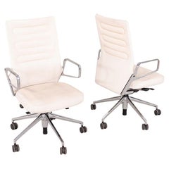 2018 Antonio Citterio Vitra AC 5 Desk Chair, White Leather & Aluminum (5x)