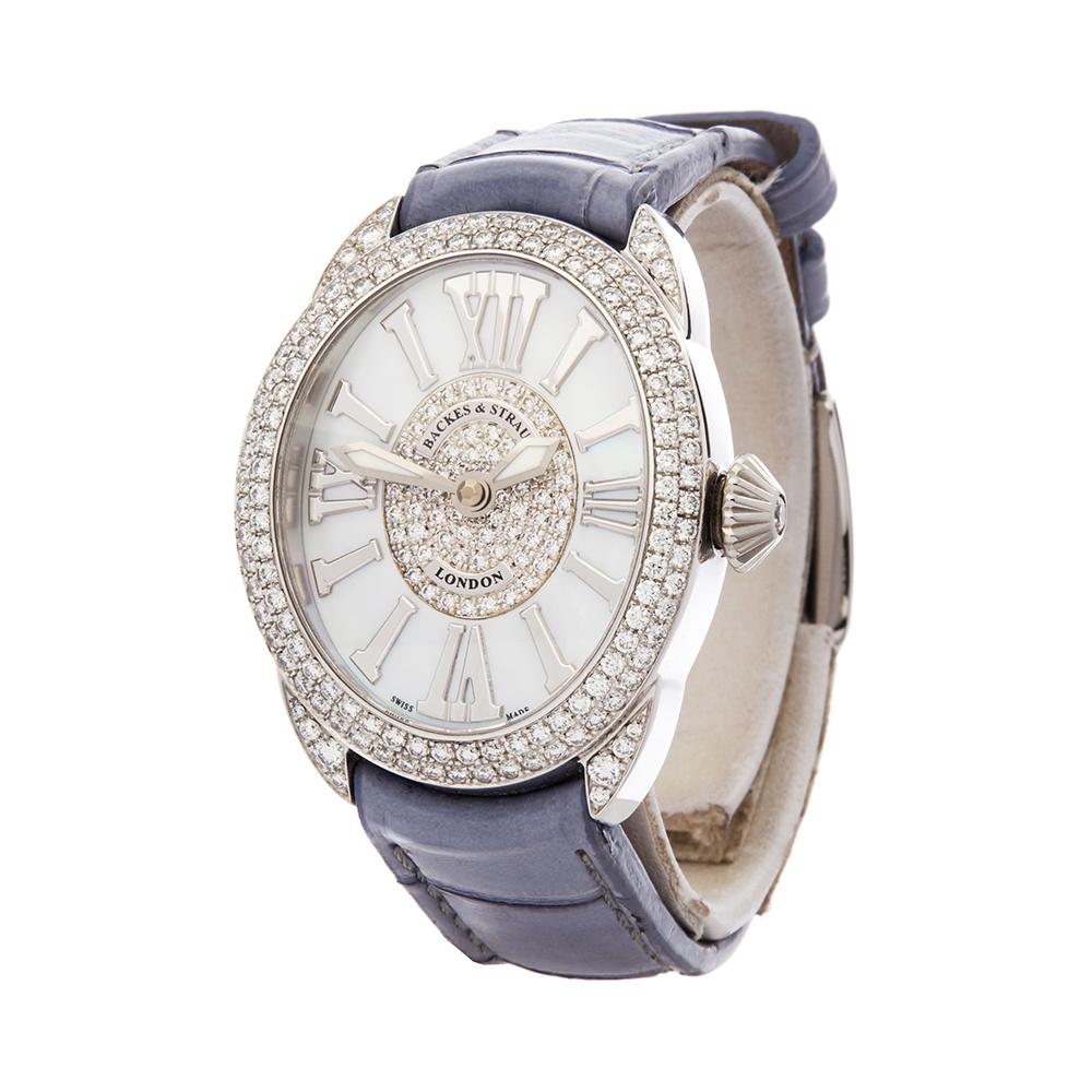 Contemporary 2018 Backes & Strauss Regent Diamond Stainless Steel Wristwatch
 *
 *Complete with: Box, Manuals & Guarantee dated 2018
 *Case Size: 28mm
 *Strap: Blue Crocodile Leather
 *Age: 2018
 *Strap length: Adjustable up to 20cm. Please note we