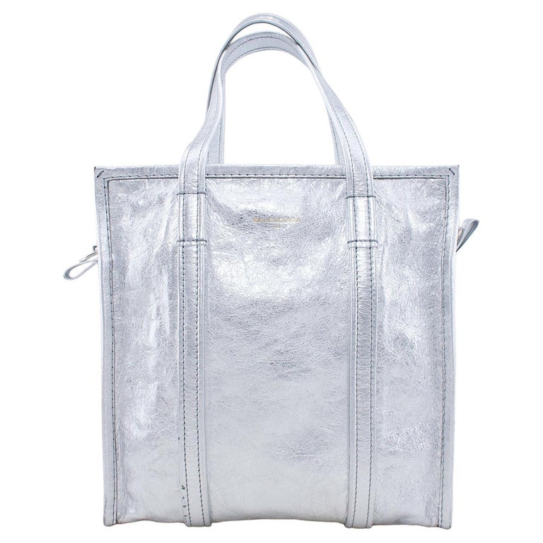 2018 Balenciaga Silver Aaj Bazar Shopper For Sale at | silver balenciaga bag, balenciaga bazar tote