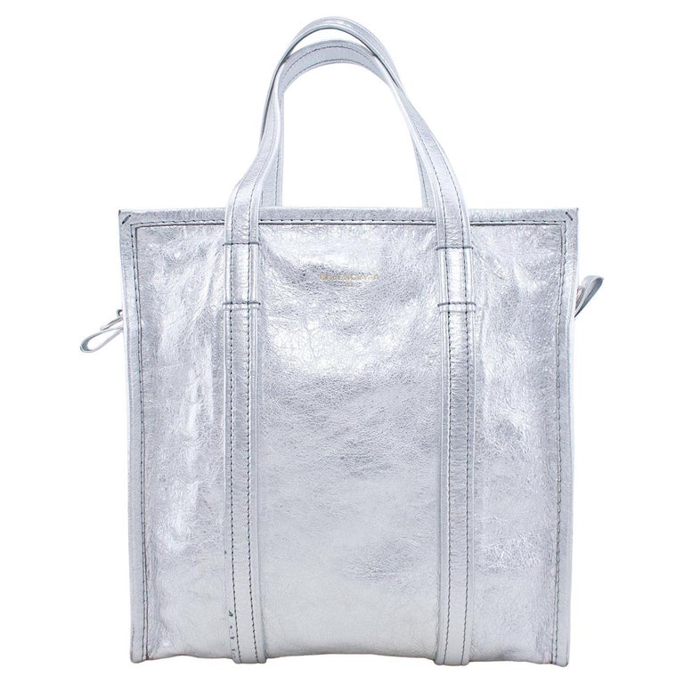 2018 Balenciaga Silver Aaj Bazar Shopper Tote For Sale at 1stDibs