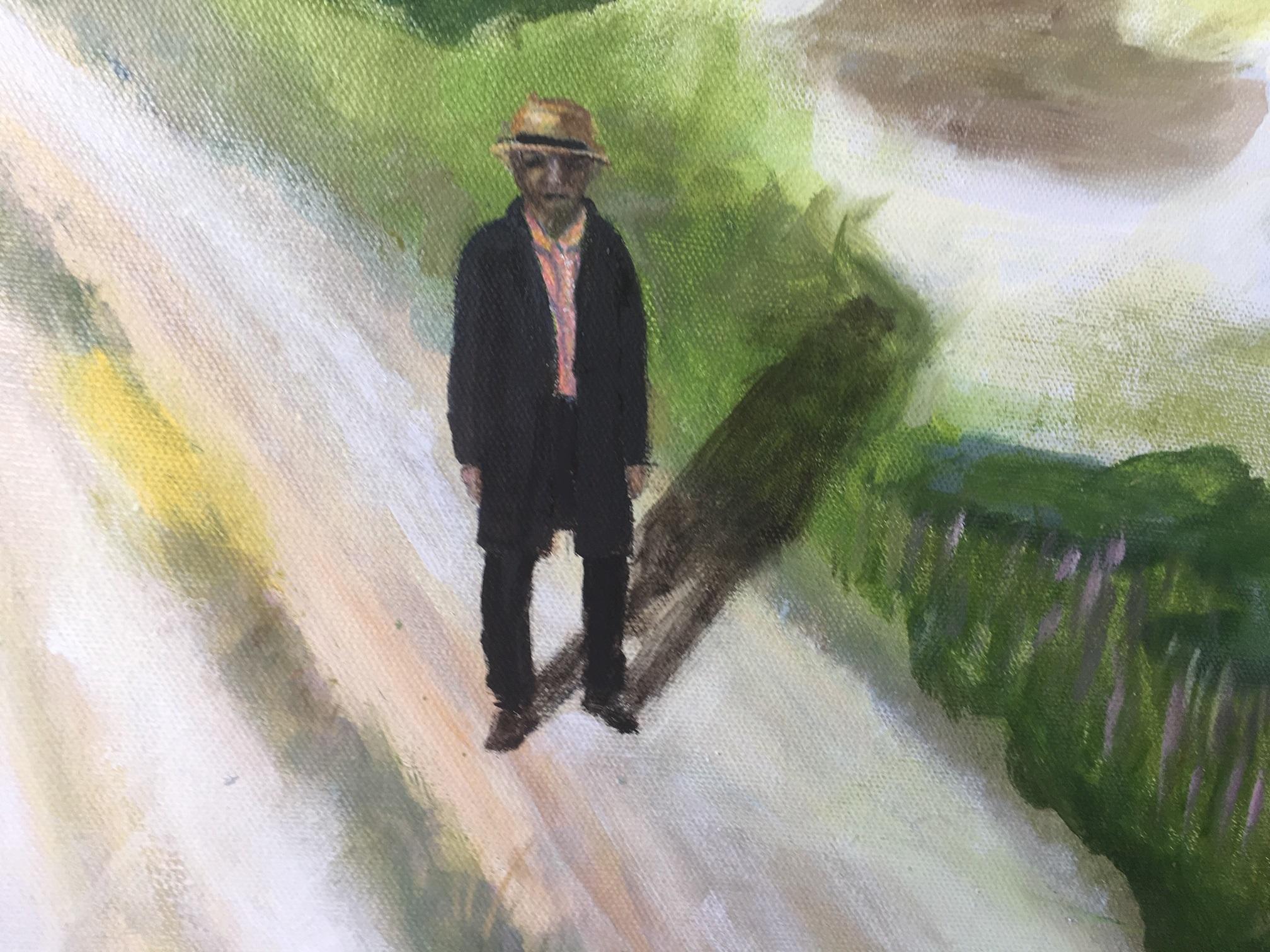 Contemporary, figurative, surrealistic oil on canvas painting by the Danish painter Bente Ørum, 2018.

Lonely Man Walking between the Moor and the Dunes 

About the artist:
Bente Ørum's paintings are figurative, often with a hint of surrealism.