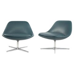 2018 Bernhardt Design Chiara Swivel Chairs in Blue Leather 2x Avail