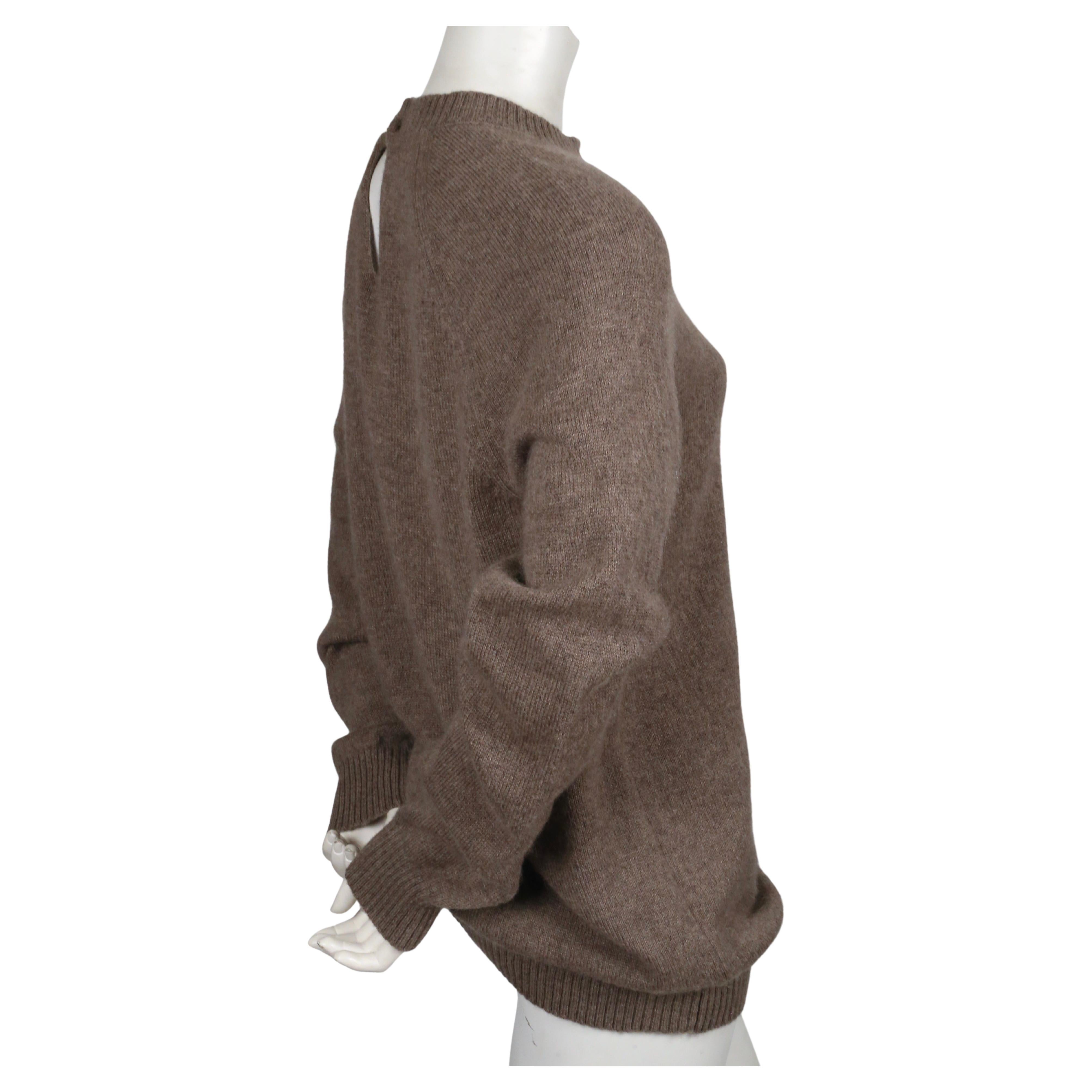 2018 CELINE by PHOEBE PHILO taupe oversized fuzzy sweater with brooch 1