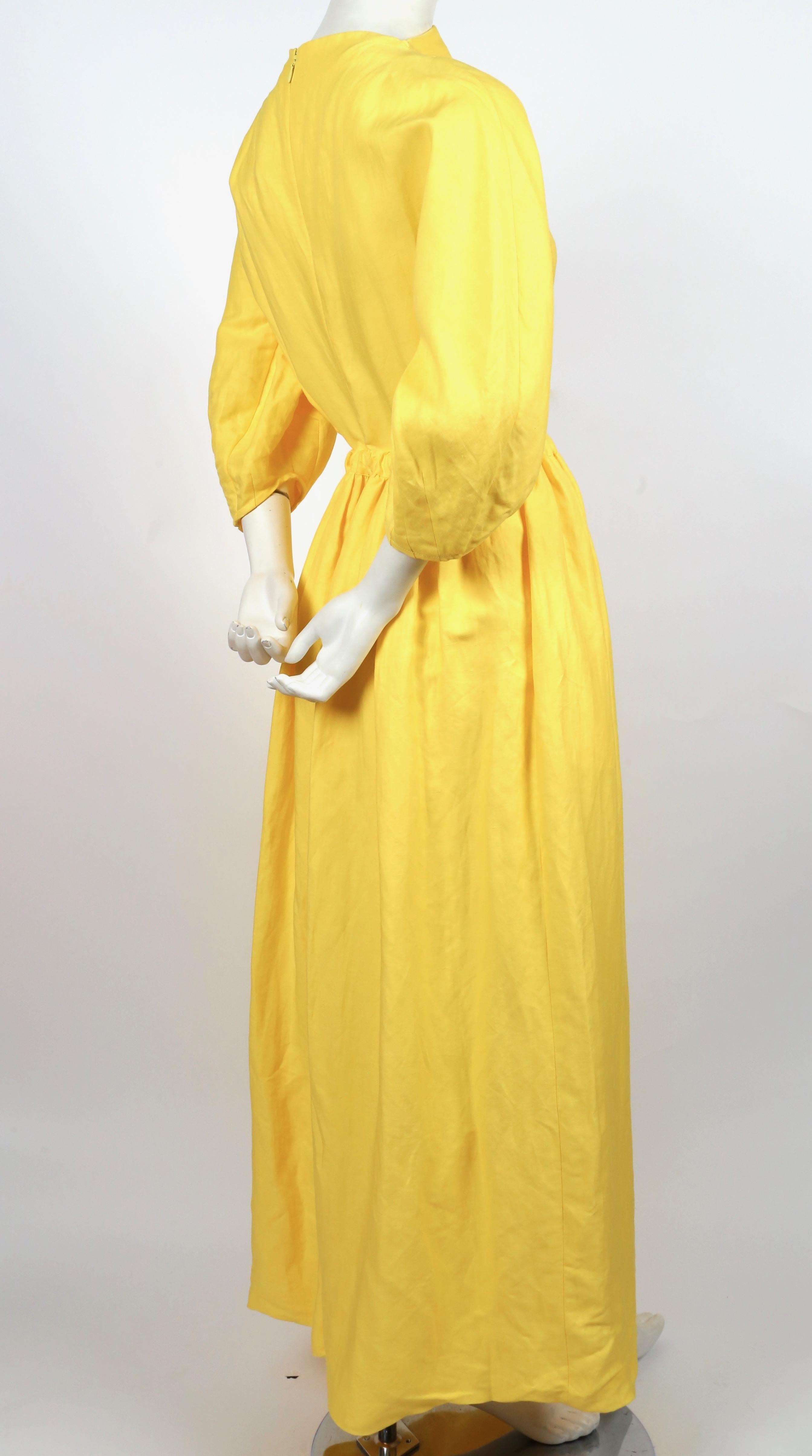 Yellow 2018 CELINE by PHOEBE PHILO yellow linen maxi dress with cutout