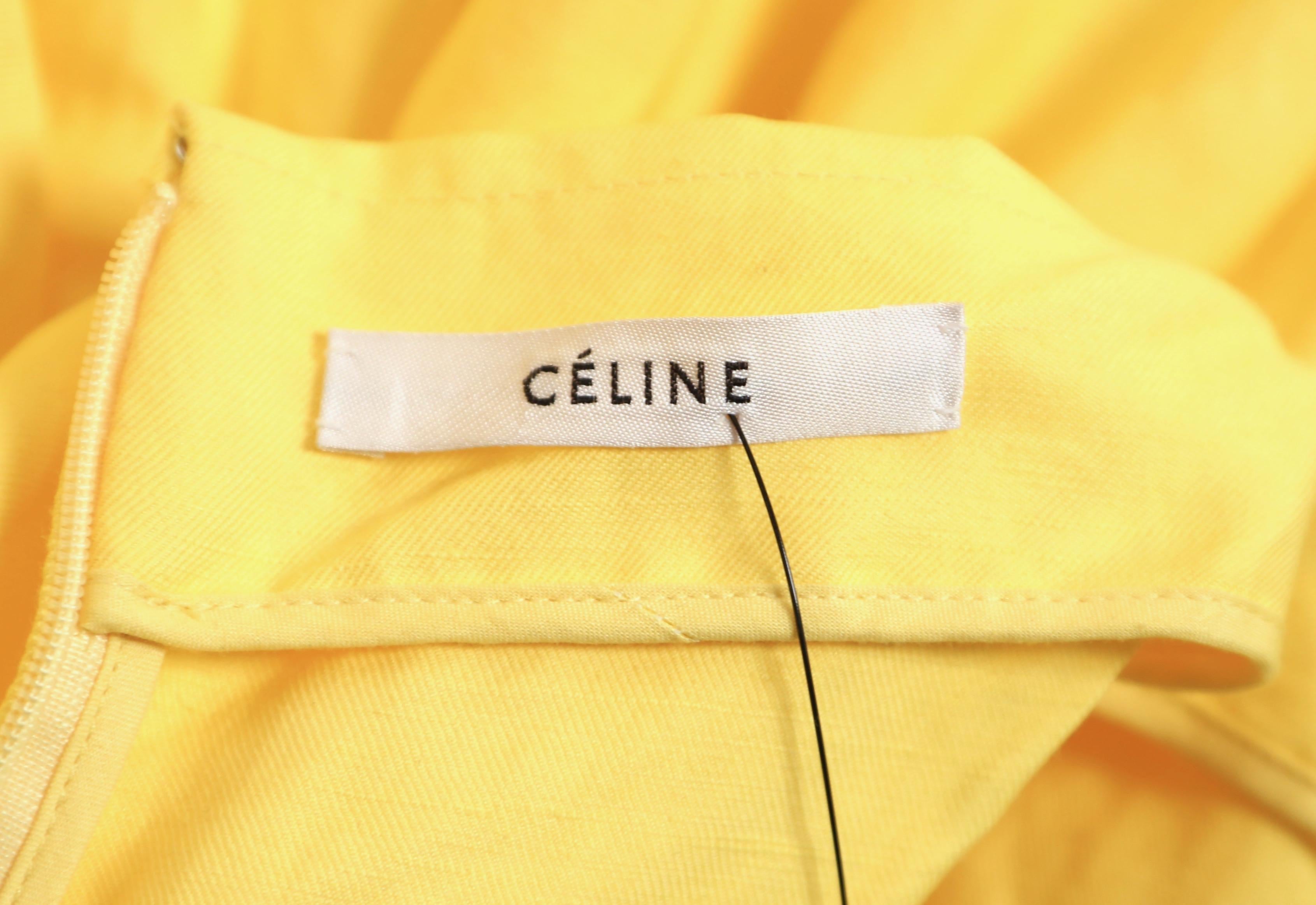 Women's or Men's 2018 CELINE by PHOEBE PHILO yellow linen maxi dress with cutout