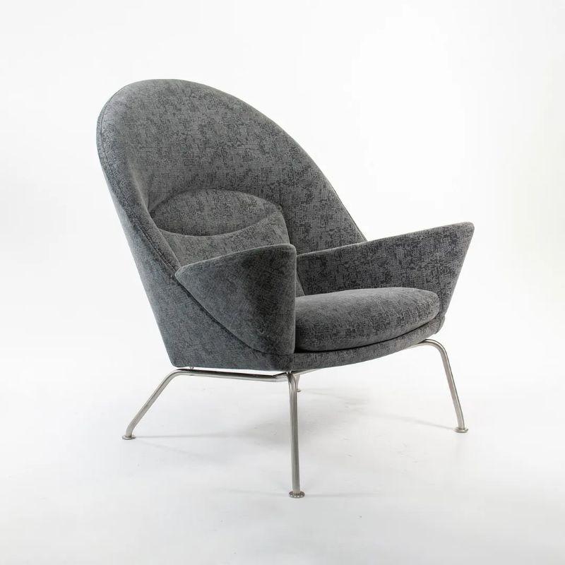 Stainless Steel 2018 CH468 Oculus Lounge Chair by Hans Wegner for Carl Hansen in Grey Fabric For Sale