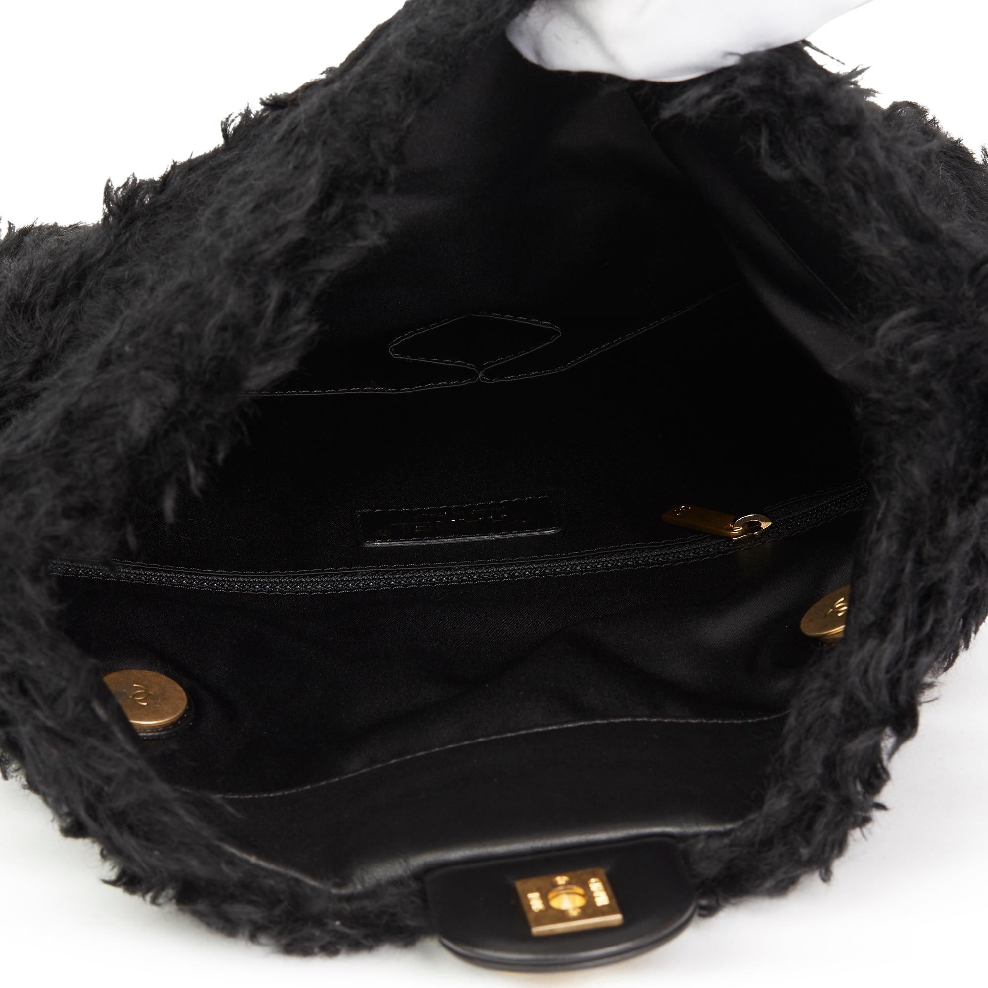 2018 Chanel Black Fantasy Fur Classic Foldover Flap Bag 3