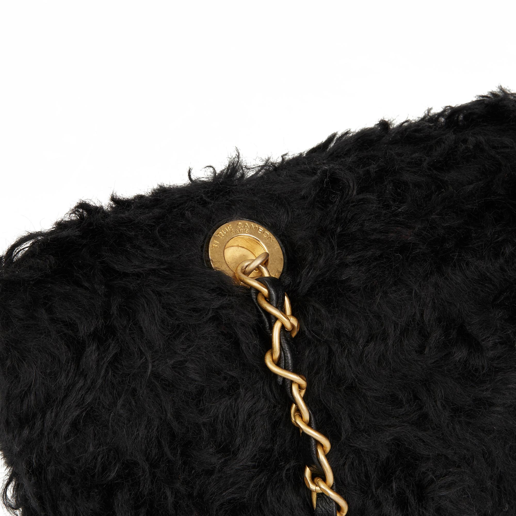 Women's 2018 Chanel Black Fantasy Fur Classic Foldover Flap Bag