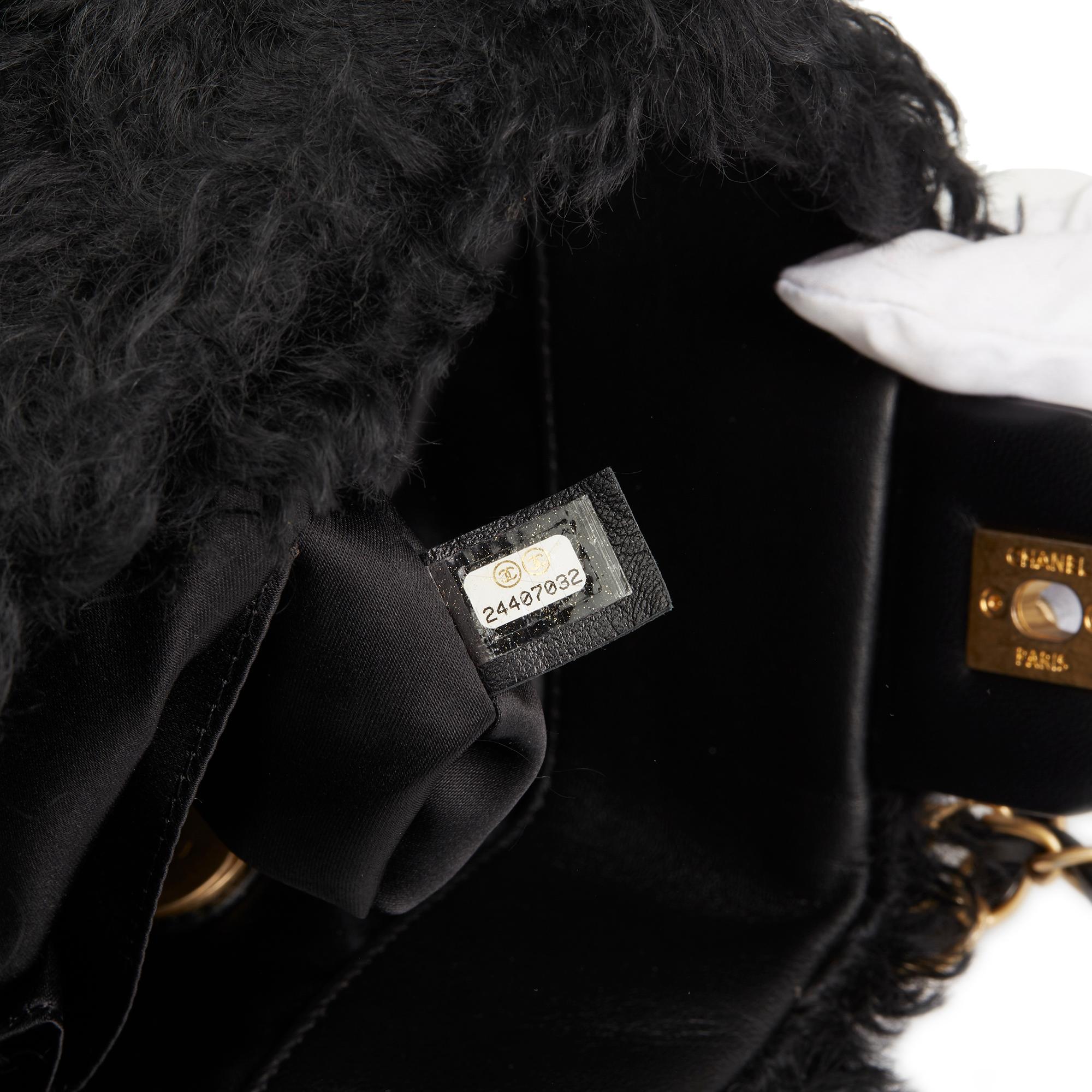 2018 Chanel Black Fantasy Fur Classic Foldover Flap Bag 2