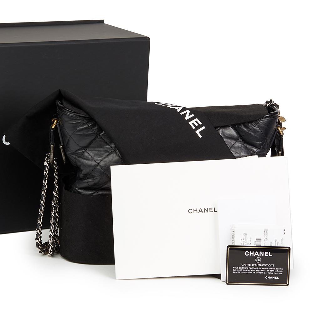 2018 Chanel Black Quilted Aged Calfskin Leather Gabrielle Hobo Bag 5