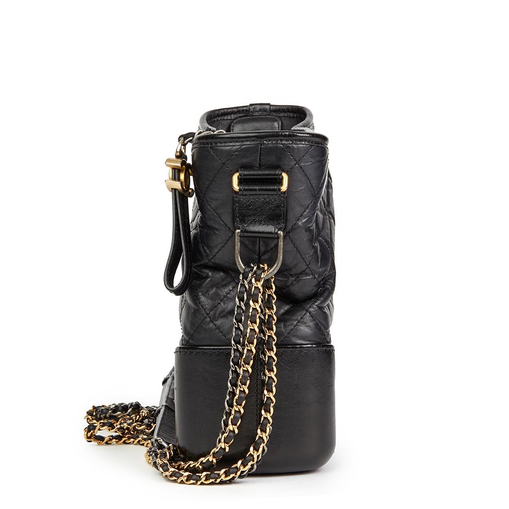 2018 Chanel Black Quilted Aged Calfskin Leather Gabrielle Hobo Bag In Good Condition In Bishop's Stortford, Hertfordshire