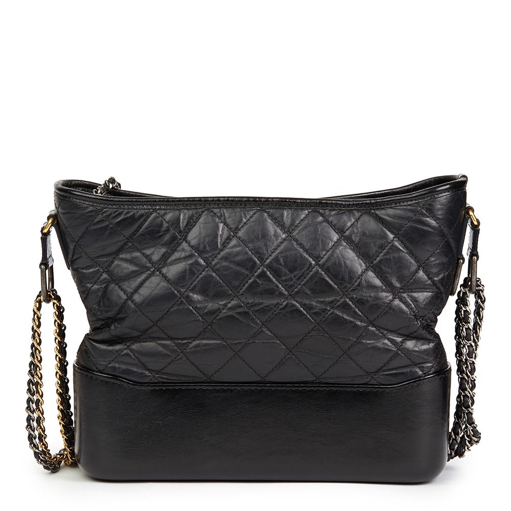 Women's 2018 Chanel Black Quilted Aged Calfskin Leather Gabrielle Hobo Bag