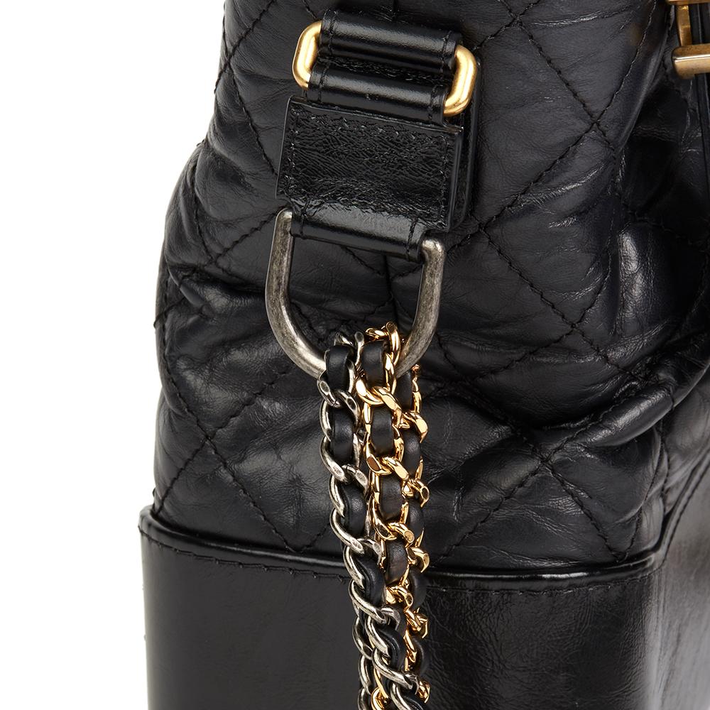 2018 Chanel Black Quilted Aged Calfskin Leather Gabrielle Hobo Bag 3