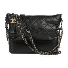 Used 2018 Chanel Black Quilted Aged Calfskin Leather Gabrielle Hobo Bag