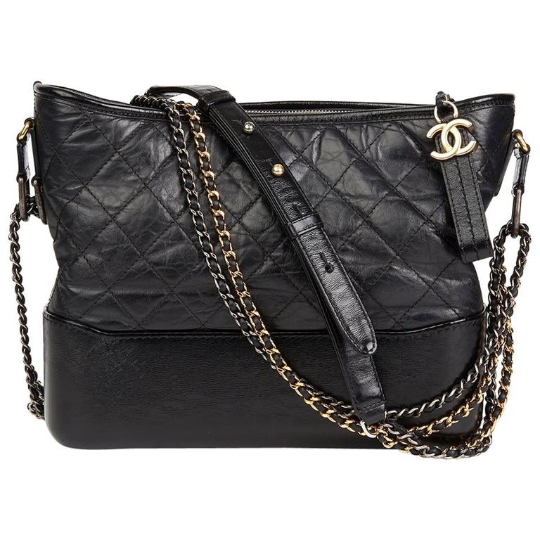 2018 Chanel Black Quilted Aged Calfskin Leather Gabrielle Hobo Bag at ...