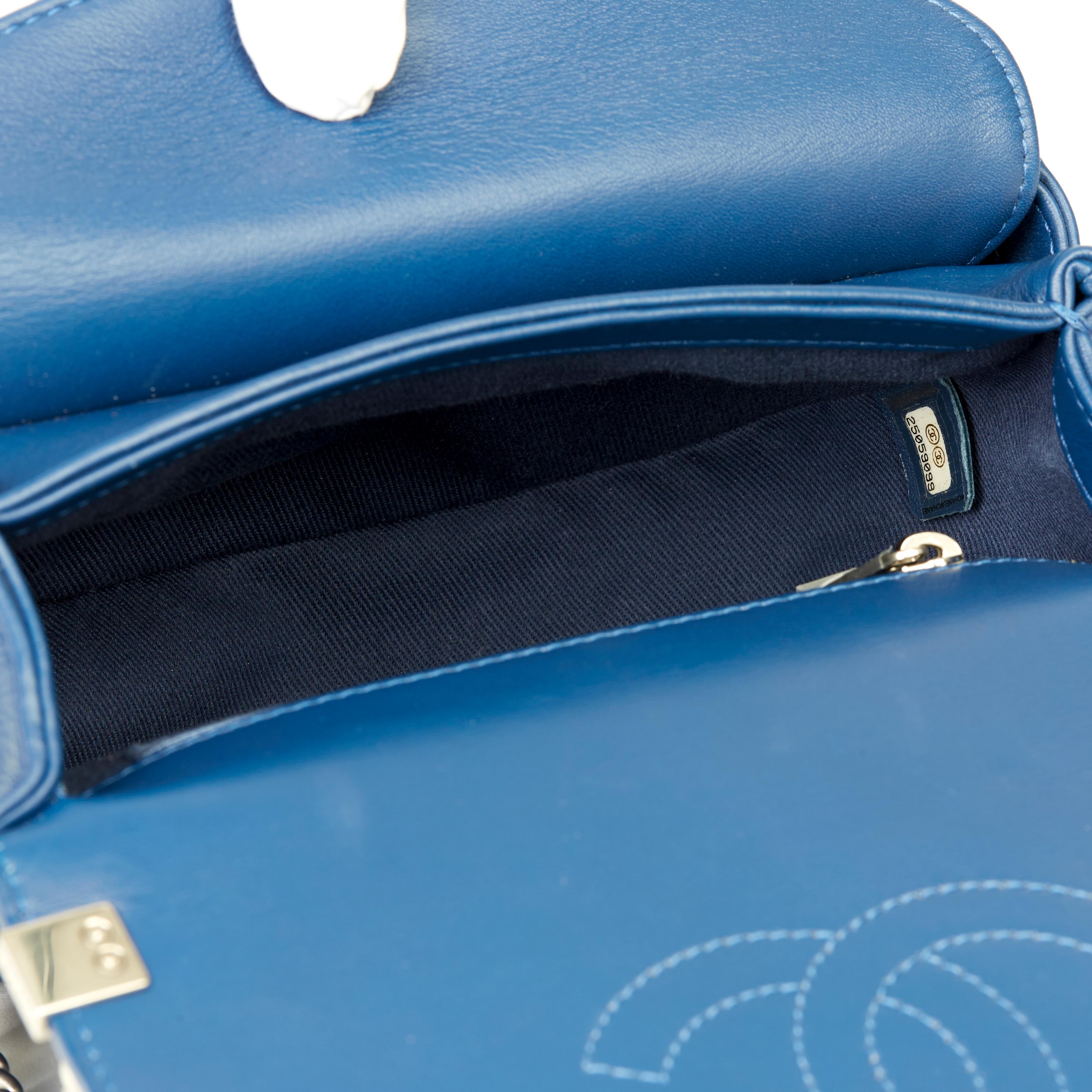 2018 Chanel Blue Quilted Calfskin Coco Eyelets Round Flap Bag 6
