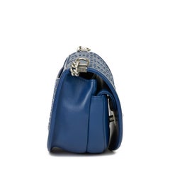 2018 Chanel Blue Quilted Calfskin Coco Eyelets Round Flap Bag