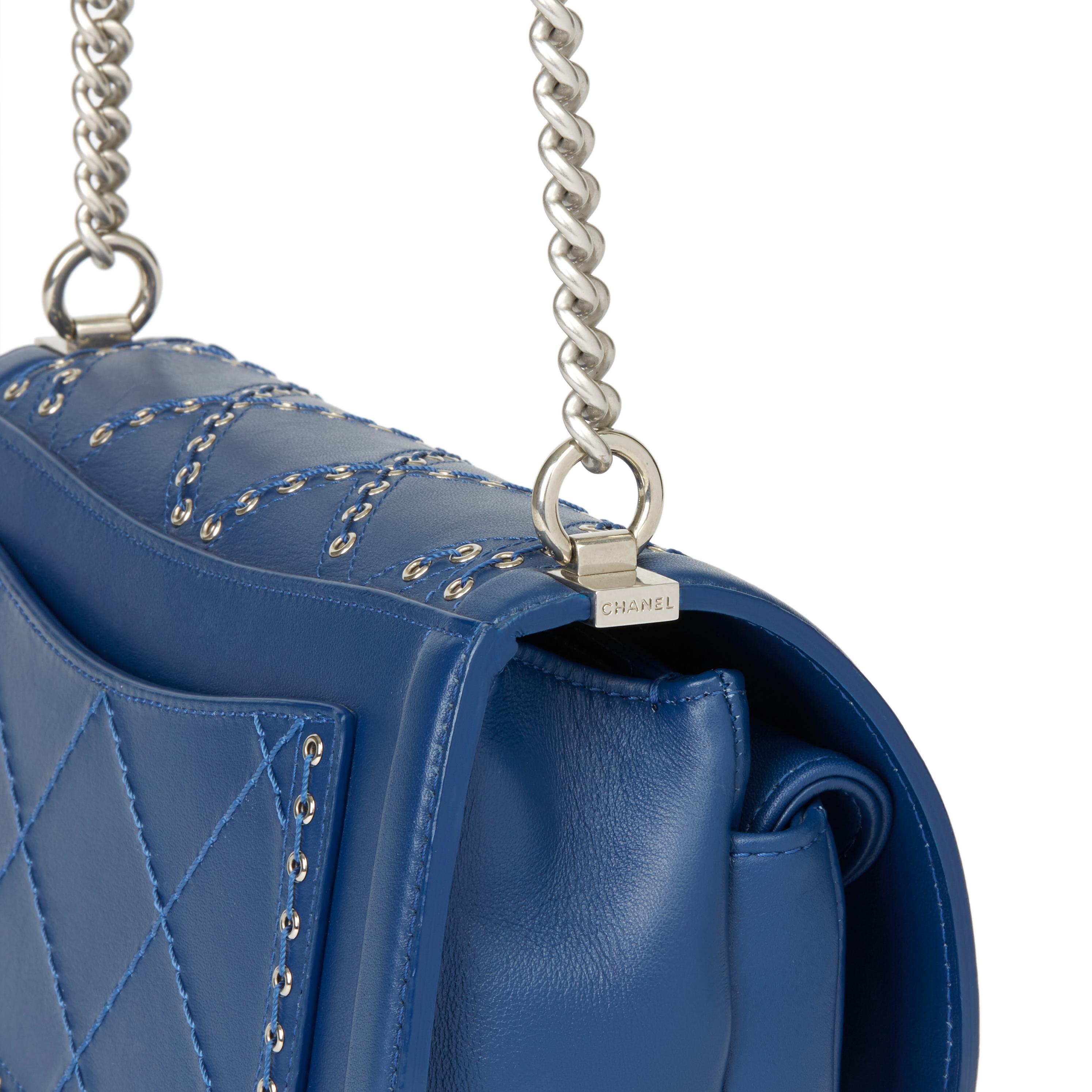 2018 Chanel Blue Quilted Calfskin Coco Eyelets Round Flap Bag 3
