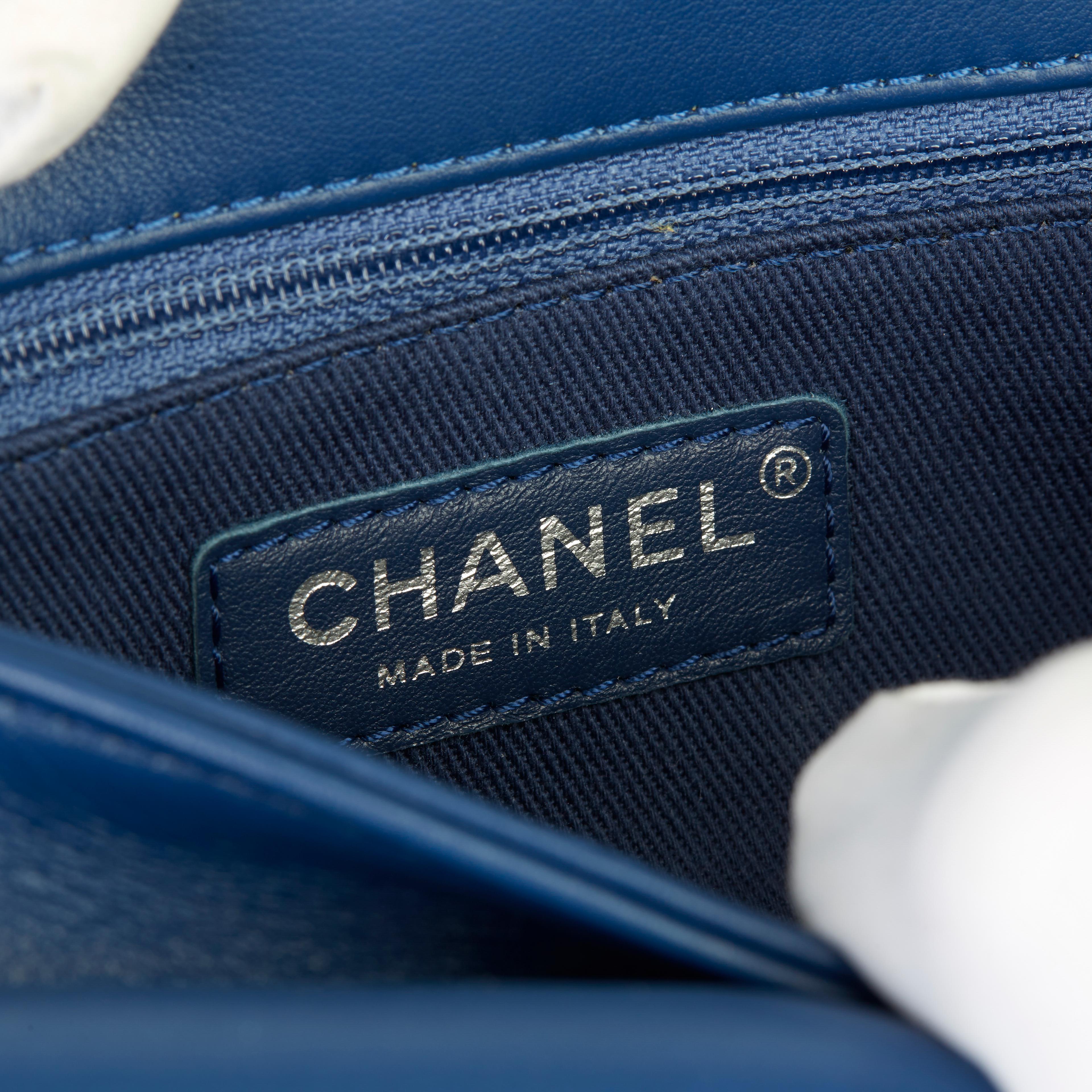 2018 Chanel Blue Quilted Calfskin Coco Eyelets Round Flap Bag 2
