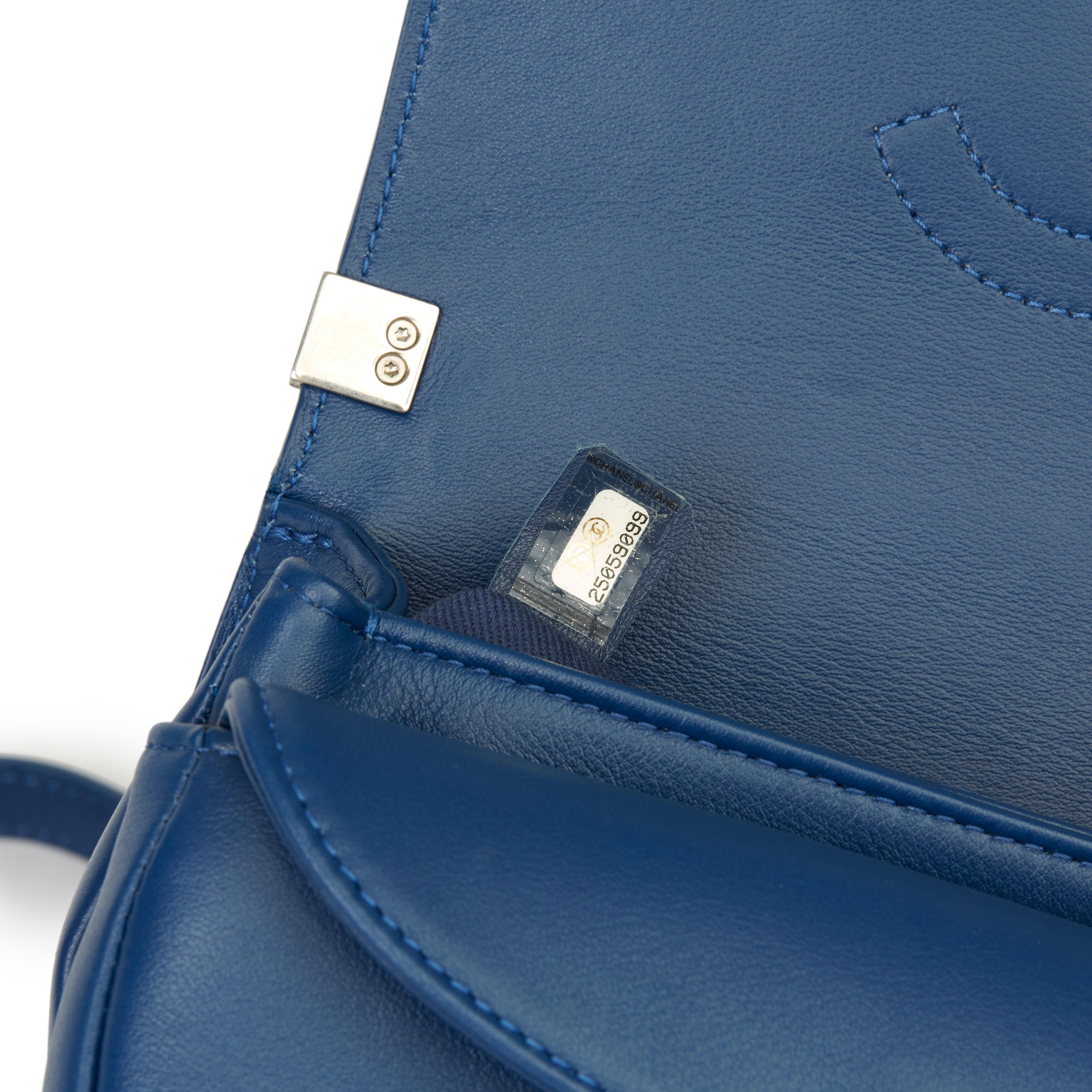 2018 Chanel Blue Quilted Calfskin Coco Eyelets Round Flap Bag 5