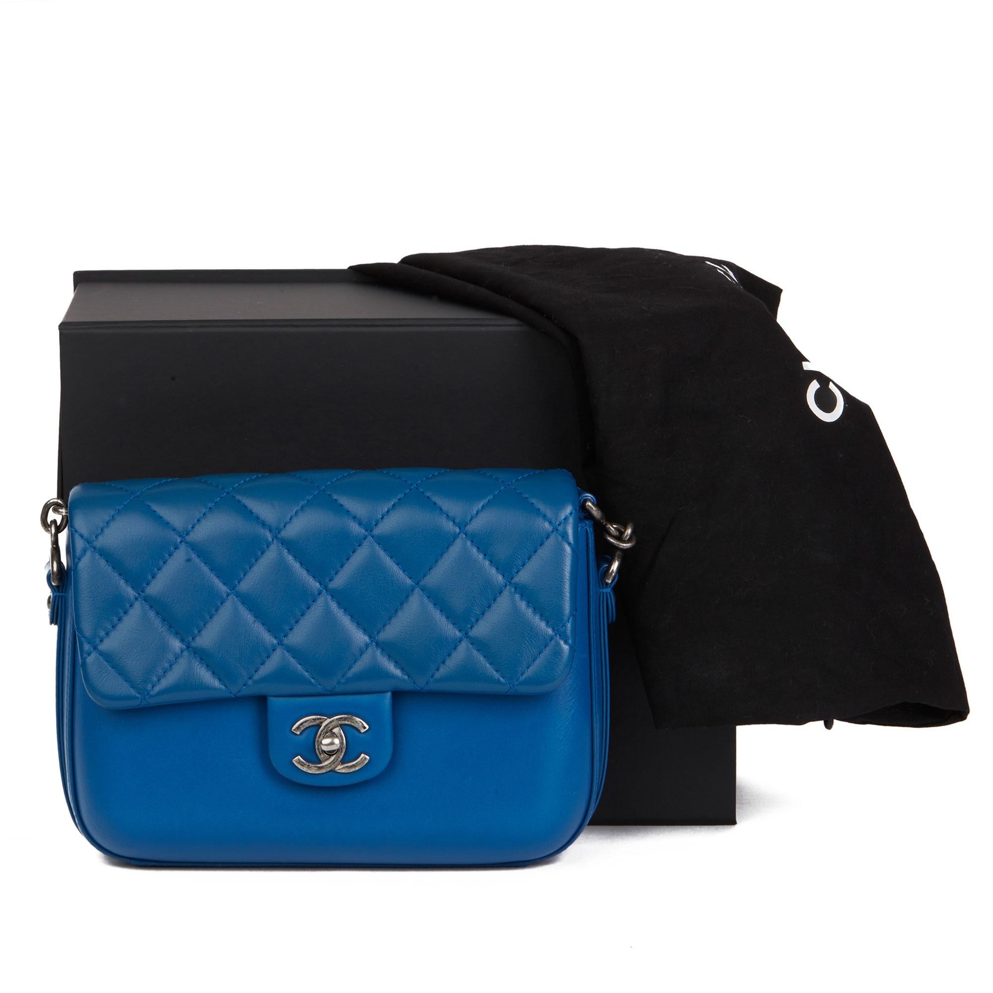 2018 Chanel Blue Quilted Calfskin Leather Classic Single Flap Bag  5