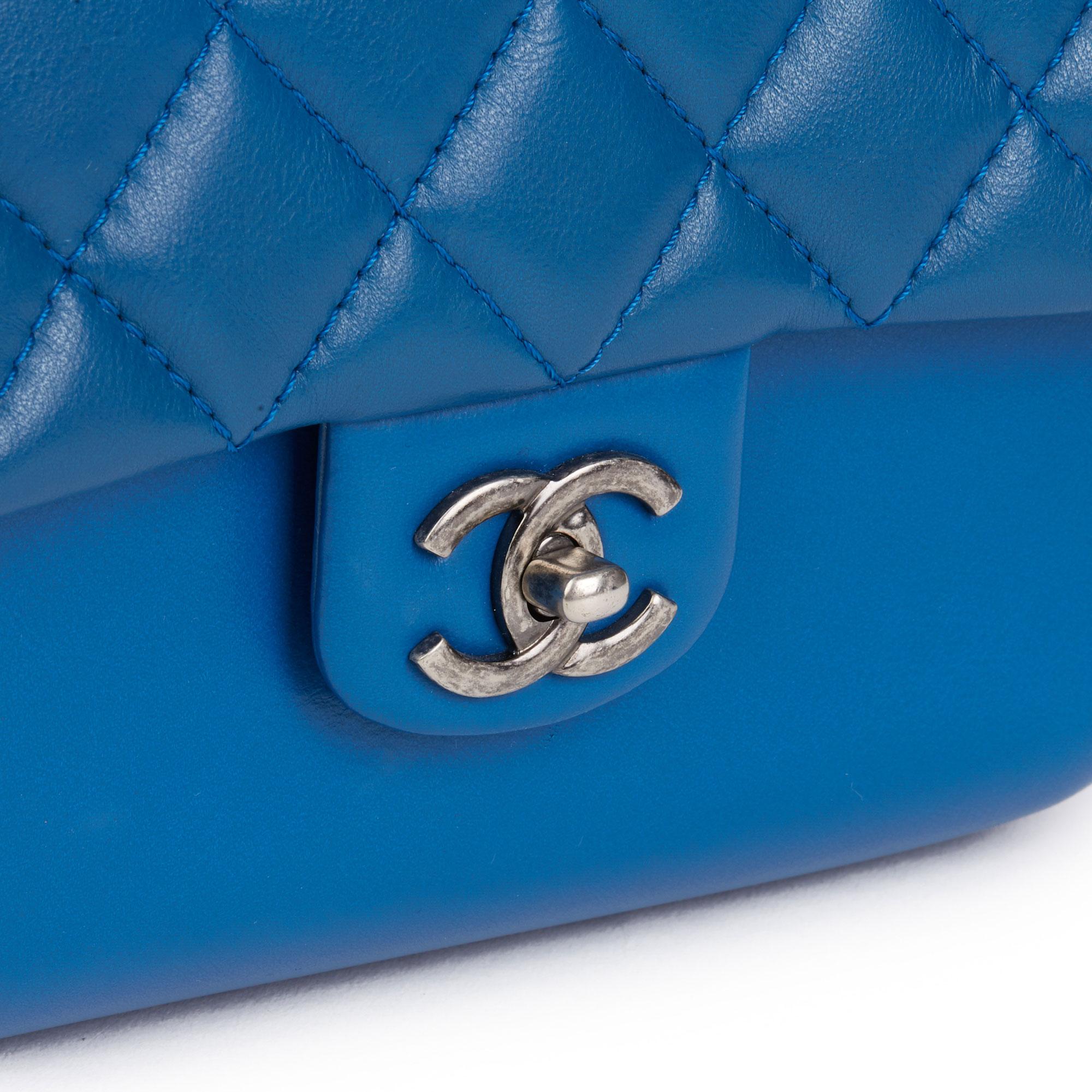 Women's 2018 Chanel Blue Quilted Calfskin Leather Classic Single Flap Bag 