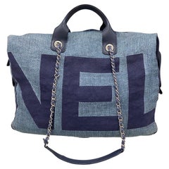 Vintage 2018 Chanel Canvas Duffle Bag Blue