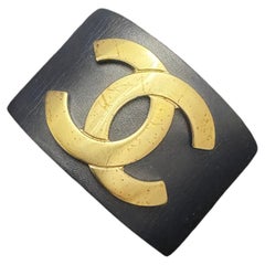 2018 CHANEL CC Leather Cuff Bracelet Navy