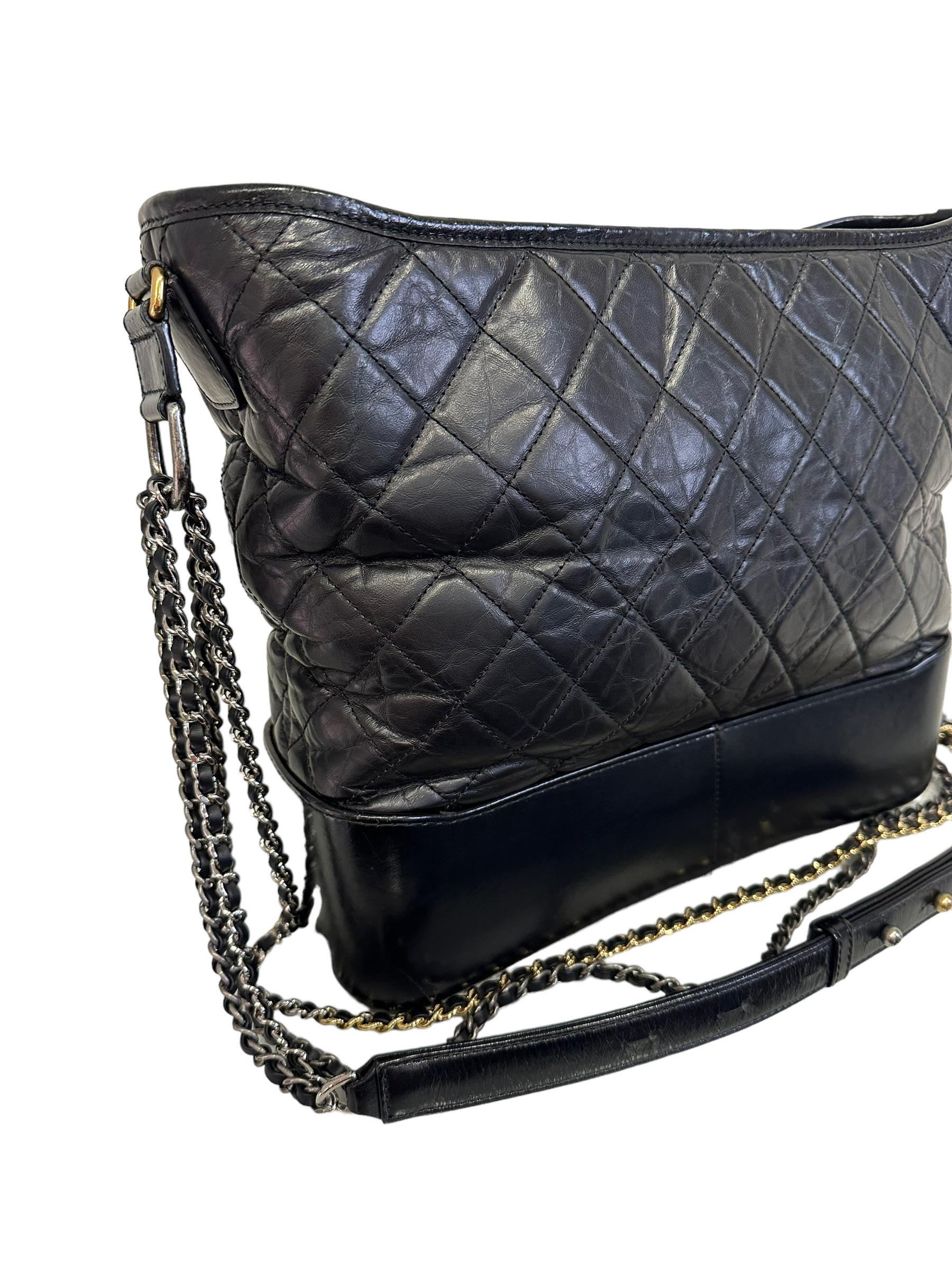 2018 Chanel Gabrielle Maxi Black Leather Top Shoulder Bag For Sale 6