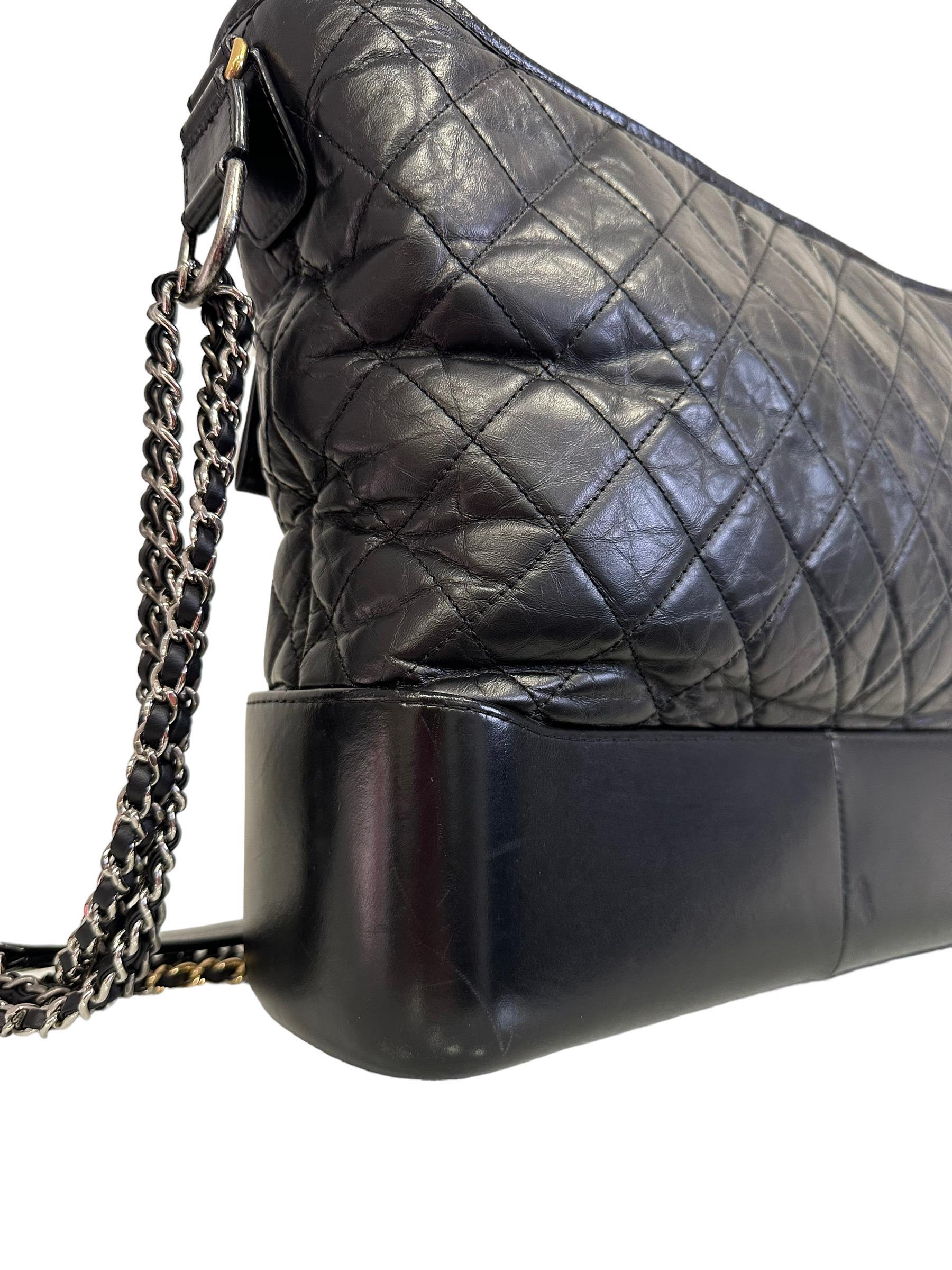 Chanel - Sac à bandoulière Gabrielle Maxi en cuir noir, 2018 en vente 5