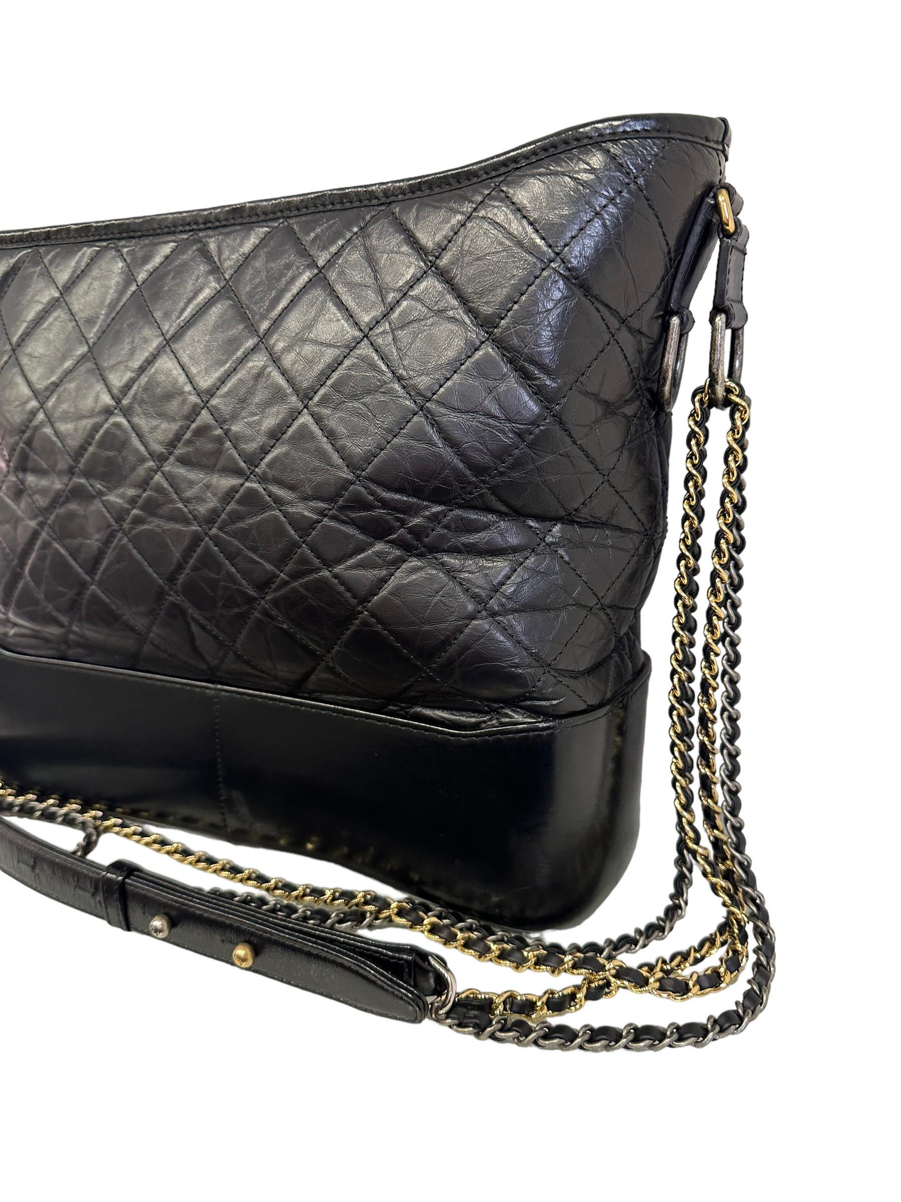 2018 Chanel Gabrielle Maxi Black Leather Top Shoulder Bag For Sale 3
