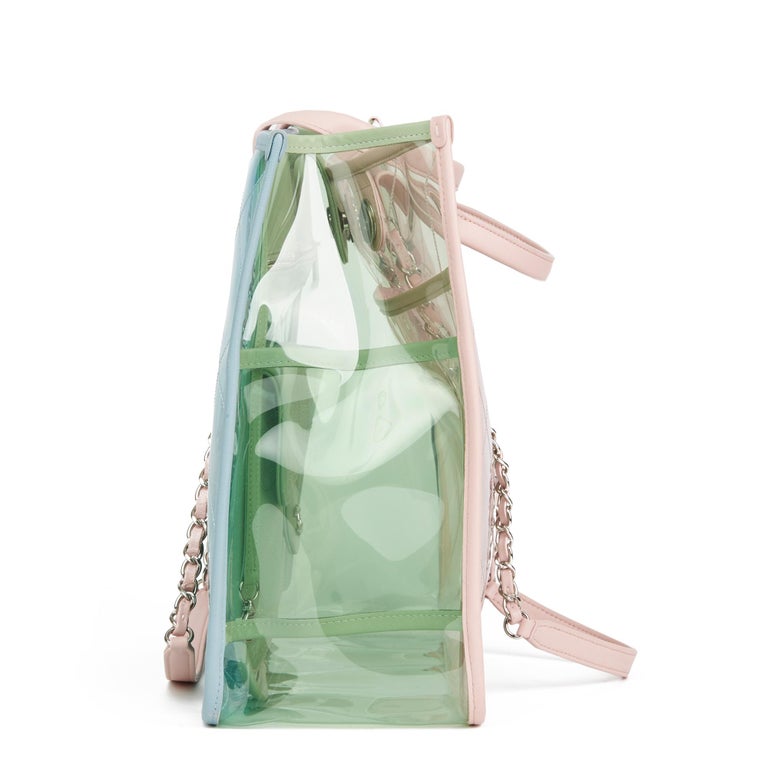 2018 Chanel Green, Blue, Pink Lambskin and PVC Large Naked Shopping Tote at 1stDibs pink pvc