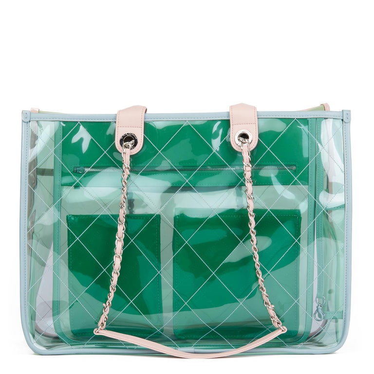 2018 Chanel Green, Blue, Pink Lambskin and PVC Large Naked Shopping Tote at 1stDibs pink pvc