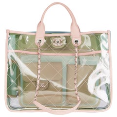 2018 Chanel Green, Blue, Pink Lambskin & PVC Large Naked Shopping Tote