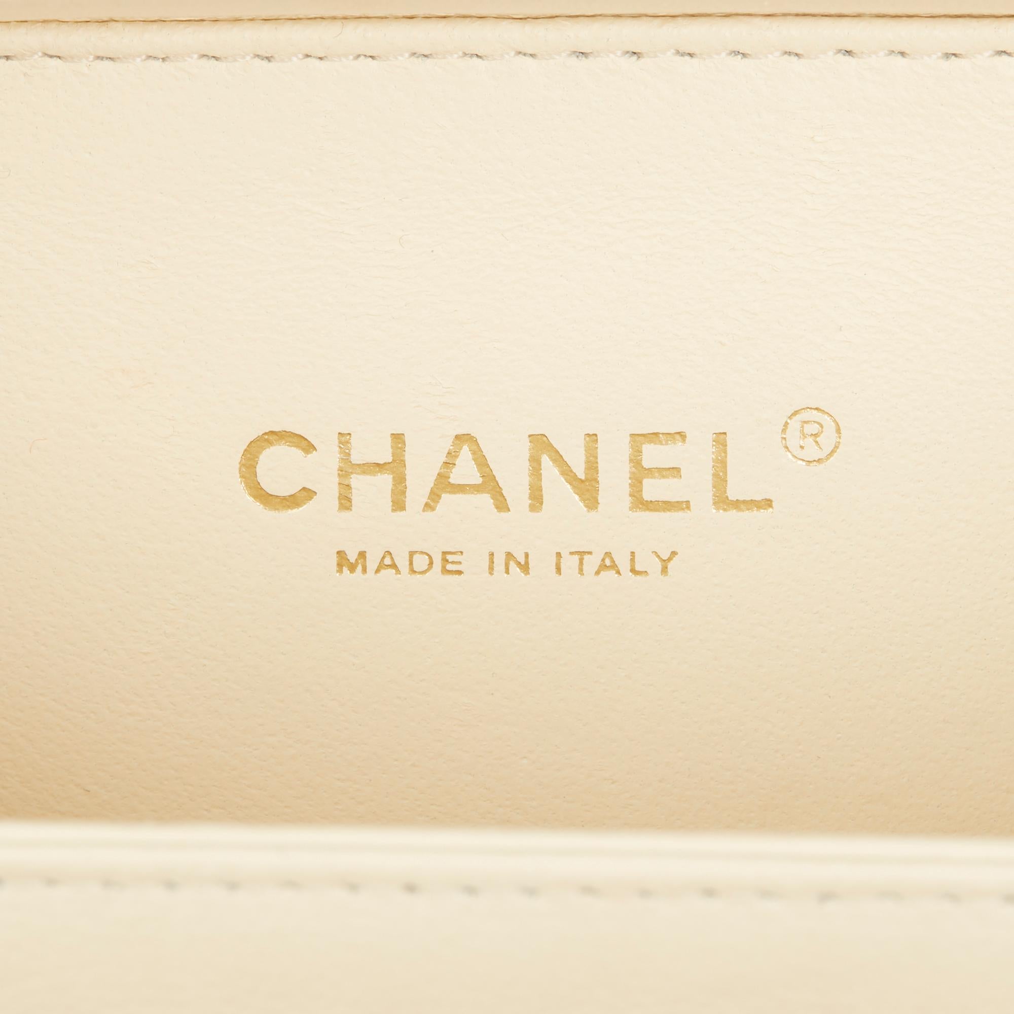 Women's 2018 Chanel Light Beige Quilted Caviar Leather Small Filigree Vanity Case