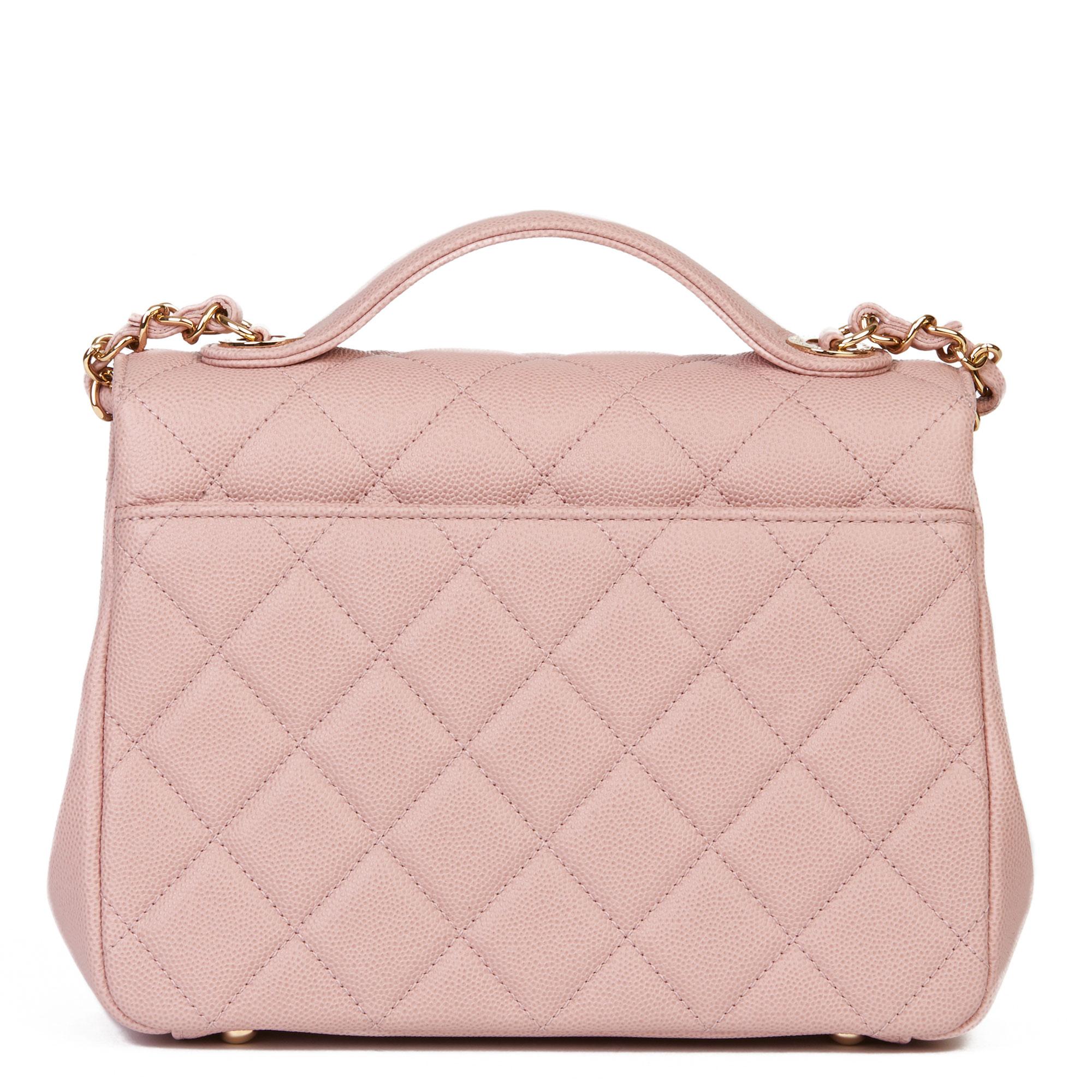 2018 Chanel Light Dusky Pink Quilted Caviar Medium Business Affinity Flap Bag Damen