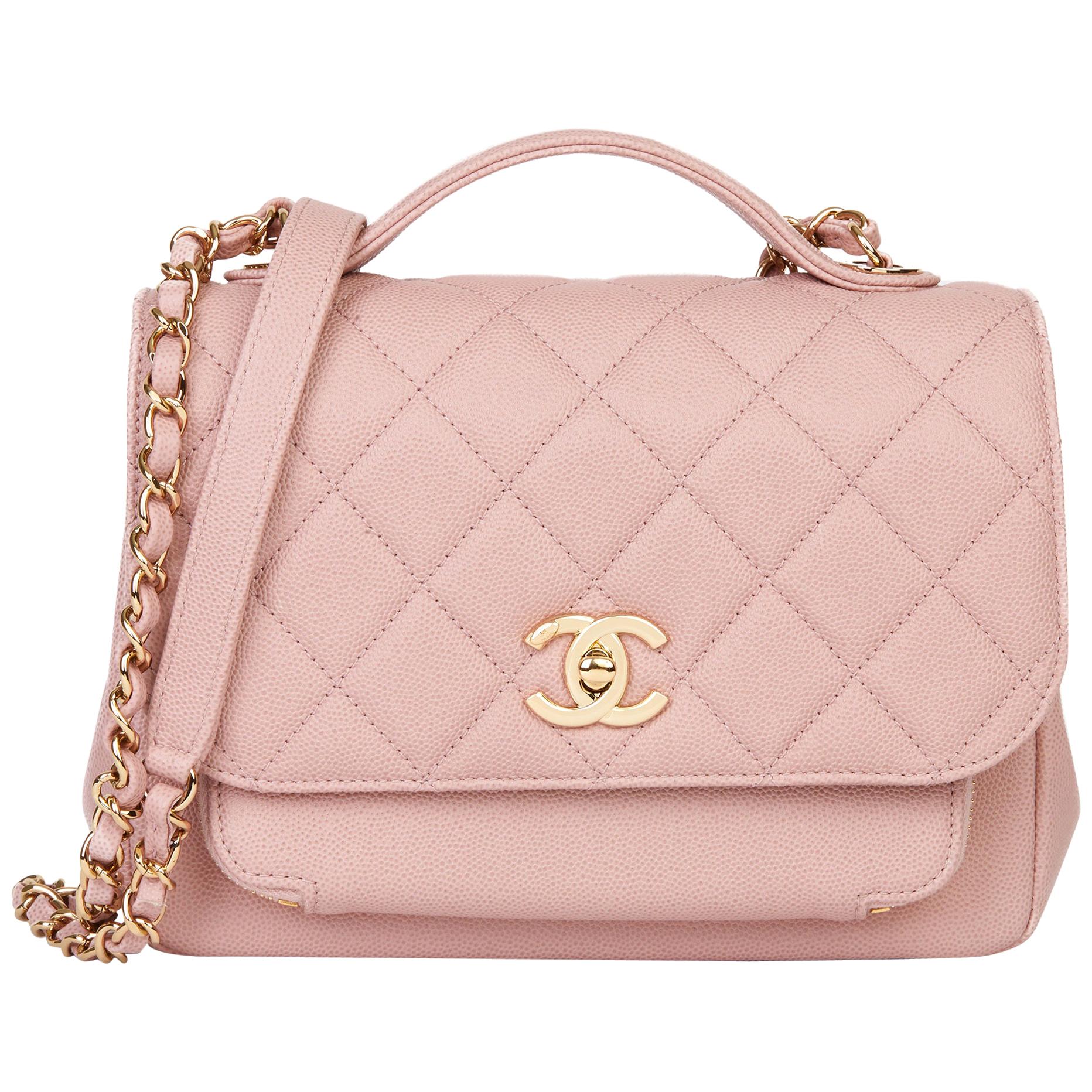 2018 Chanel Light Dusky Pink Quilted Caviar Medium Business Affinity Flap  Bag