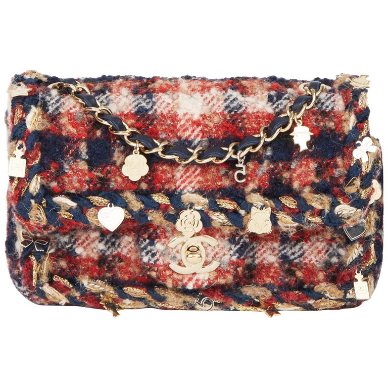 2018 Chanel Multicolour Quilted Tweed Fabric Charm Rectangular Mini Flap Bag  at 1stDibs