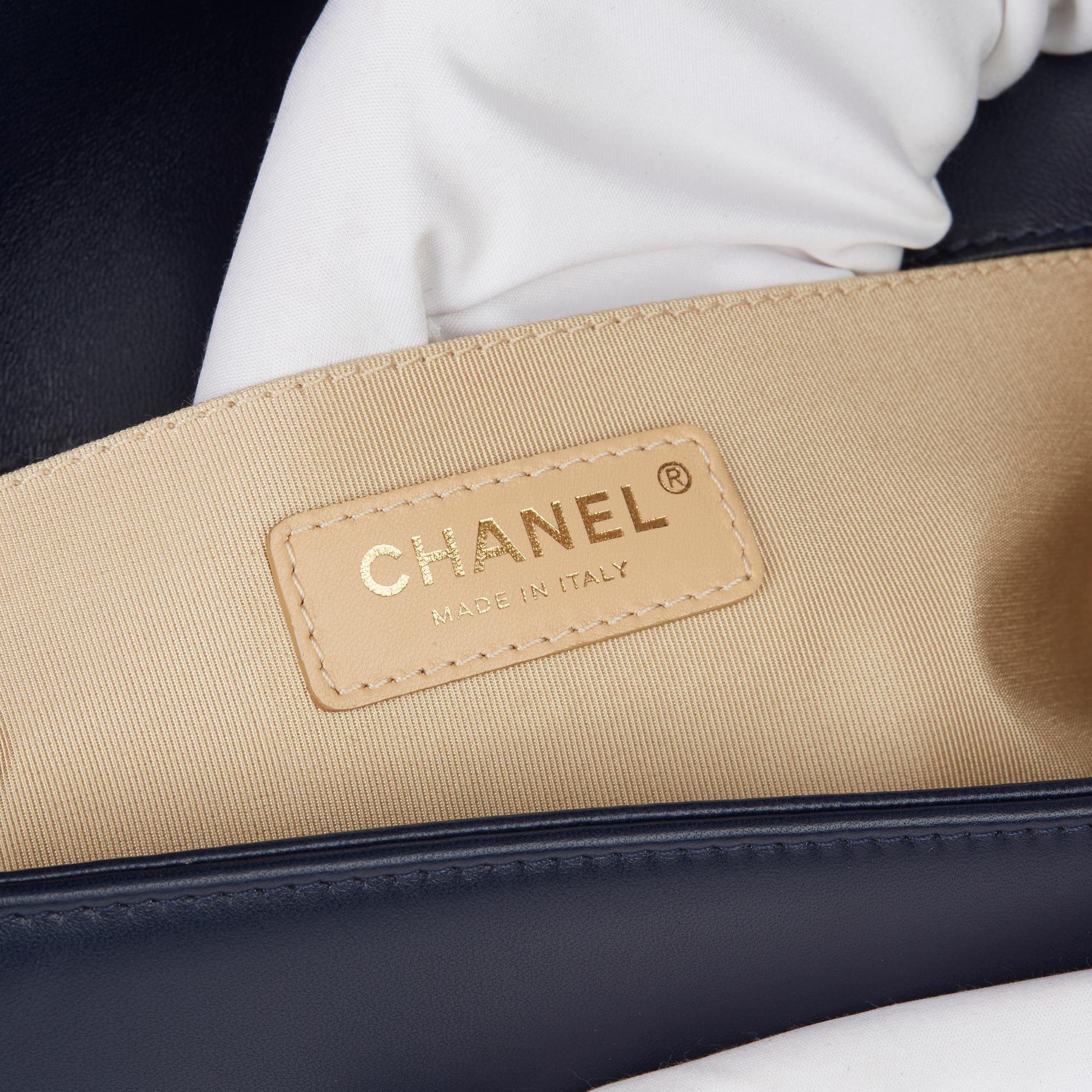 2018 Chanel Navy Chain Quilted Lambskin Medium Le Boy 4