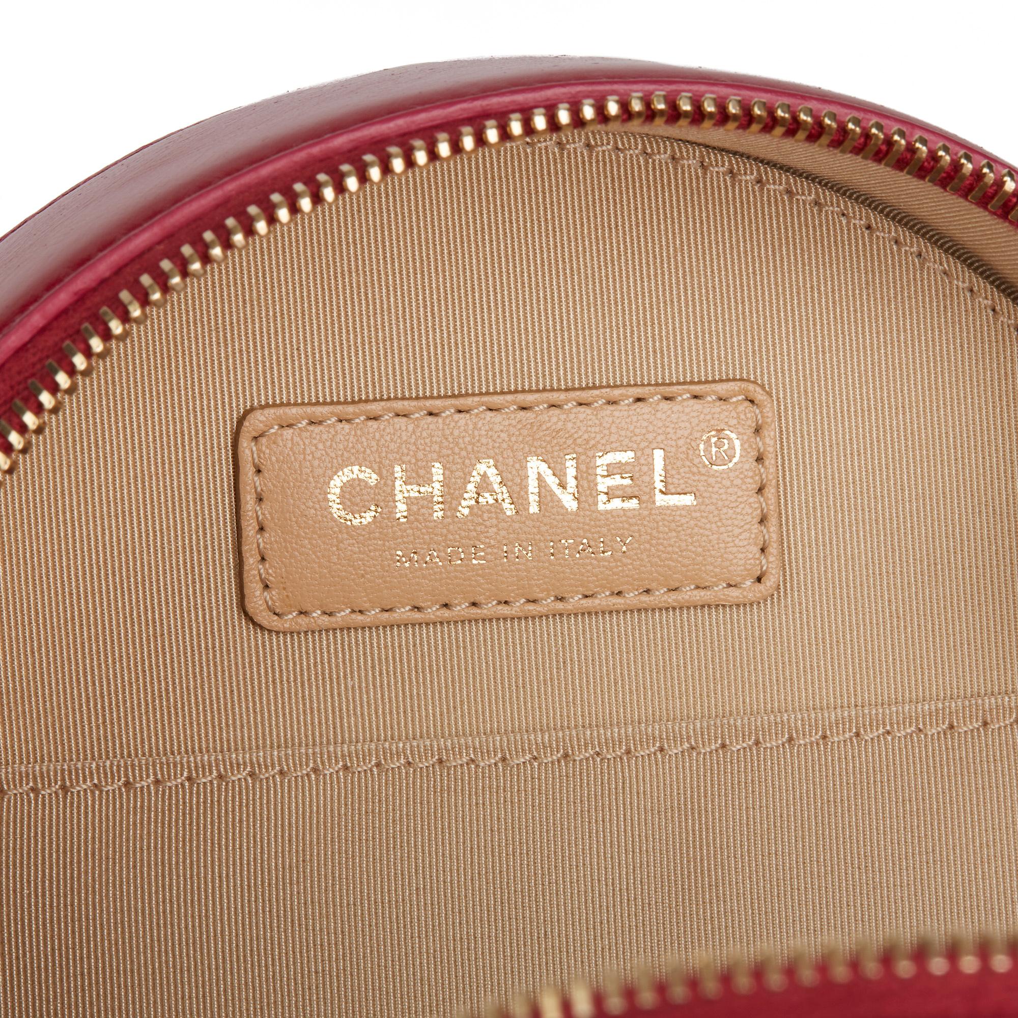 2018 Chanel Raspberry Glazed Calfskin Leather Round as Earth Bag  1