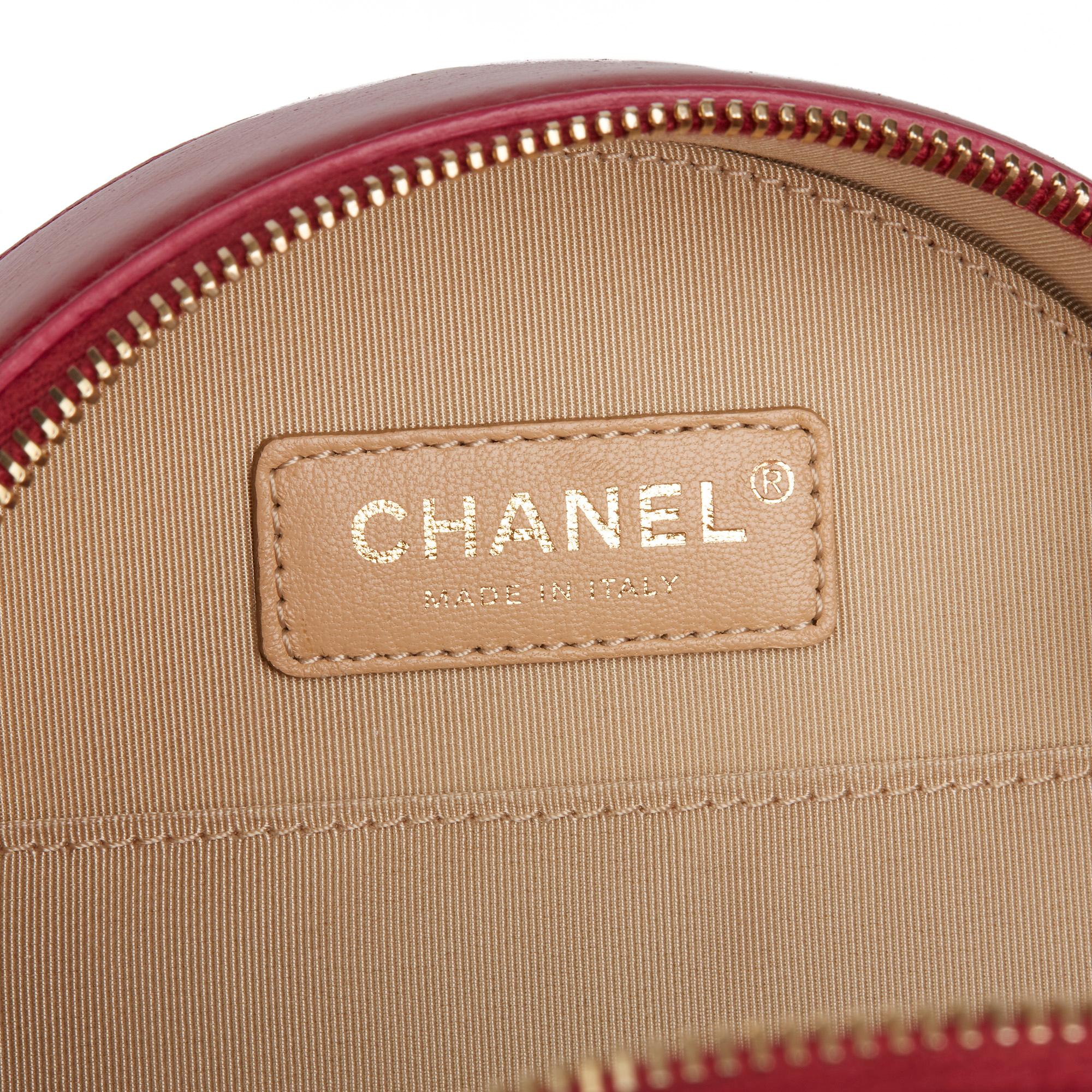 2018 Chanel Raspberry Glazed Calfskin Leather Round as Earth Bag 1