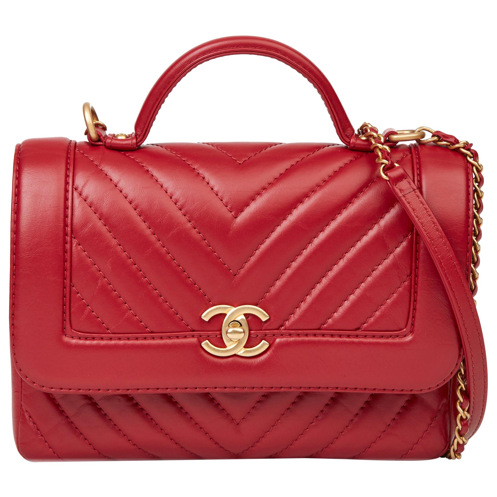 2018 Chanel Red Chevron Quilted Calfskin Leather Classic Top Flap Bag at 1stDibs | chanel red bag 2018, quilted top handle flap black, red chanel bag 2018