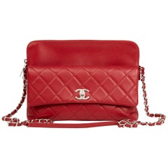 2018 Chanel Red Quilted Lambskin Classic Shoulder Bag
