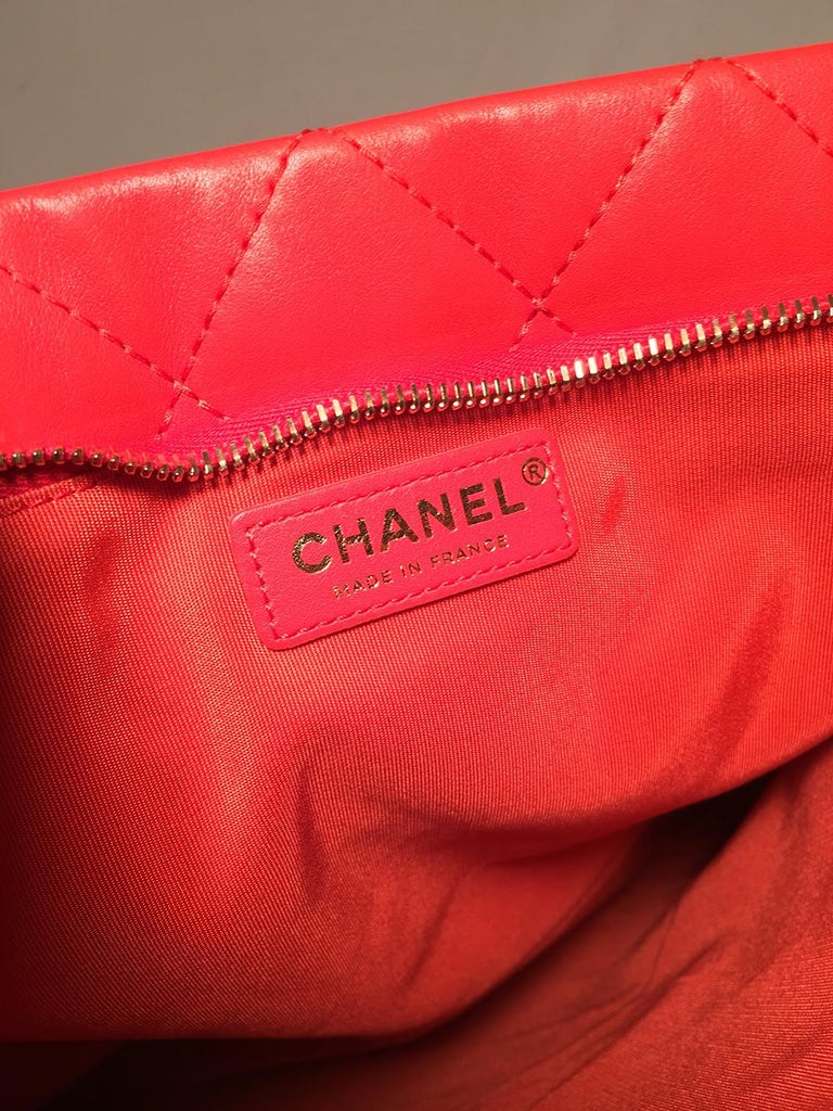 Chanel Red Quilted Leather CC Fold Over Clutch For Sale at 1stDibs