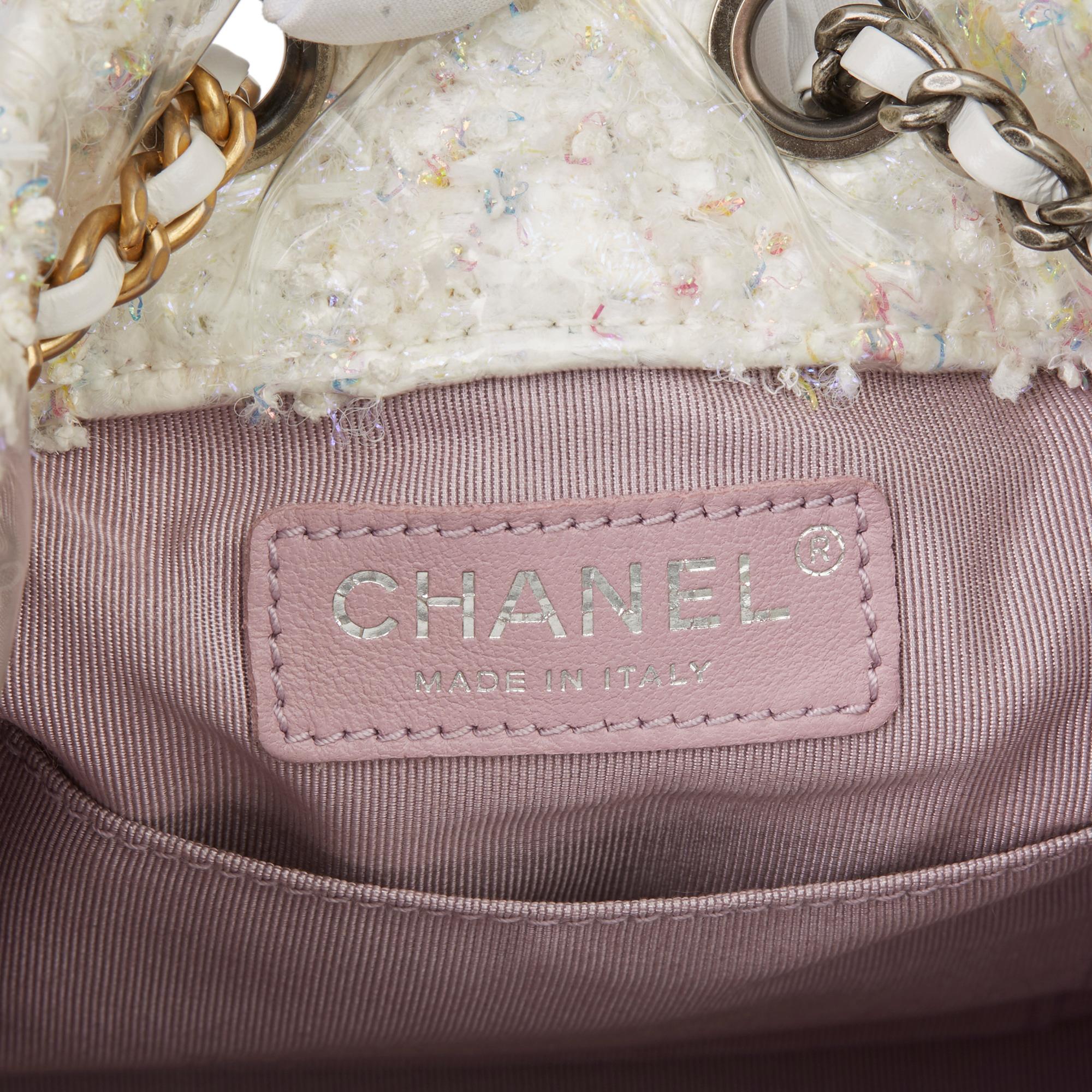 2018 Chanel White Tweed Fabric, Aged Calfskin Leather & PVC Gabrielle Backpack 1