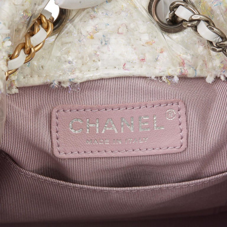 2018 Chanel White Tweed Fabric, Aged Calfskin Leather and PVC Gabrielle  Backpack at 1stDibs