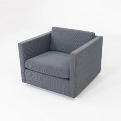 2018 Charles Pfister for Knoll Tuxedo Lounge Chair in Blue Grey Fabric