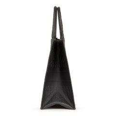 2018 Christian Dior Black Oblique Embossed Calfskin Leather Book Tote