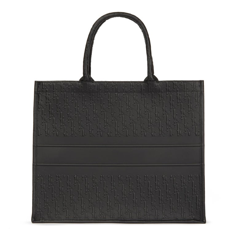 2018 Christian Dior Black Oblique Embossed Calfskin Leather Book Tote at 1stdibs