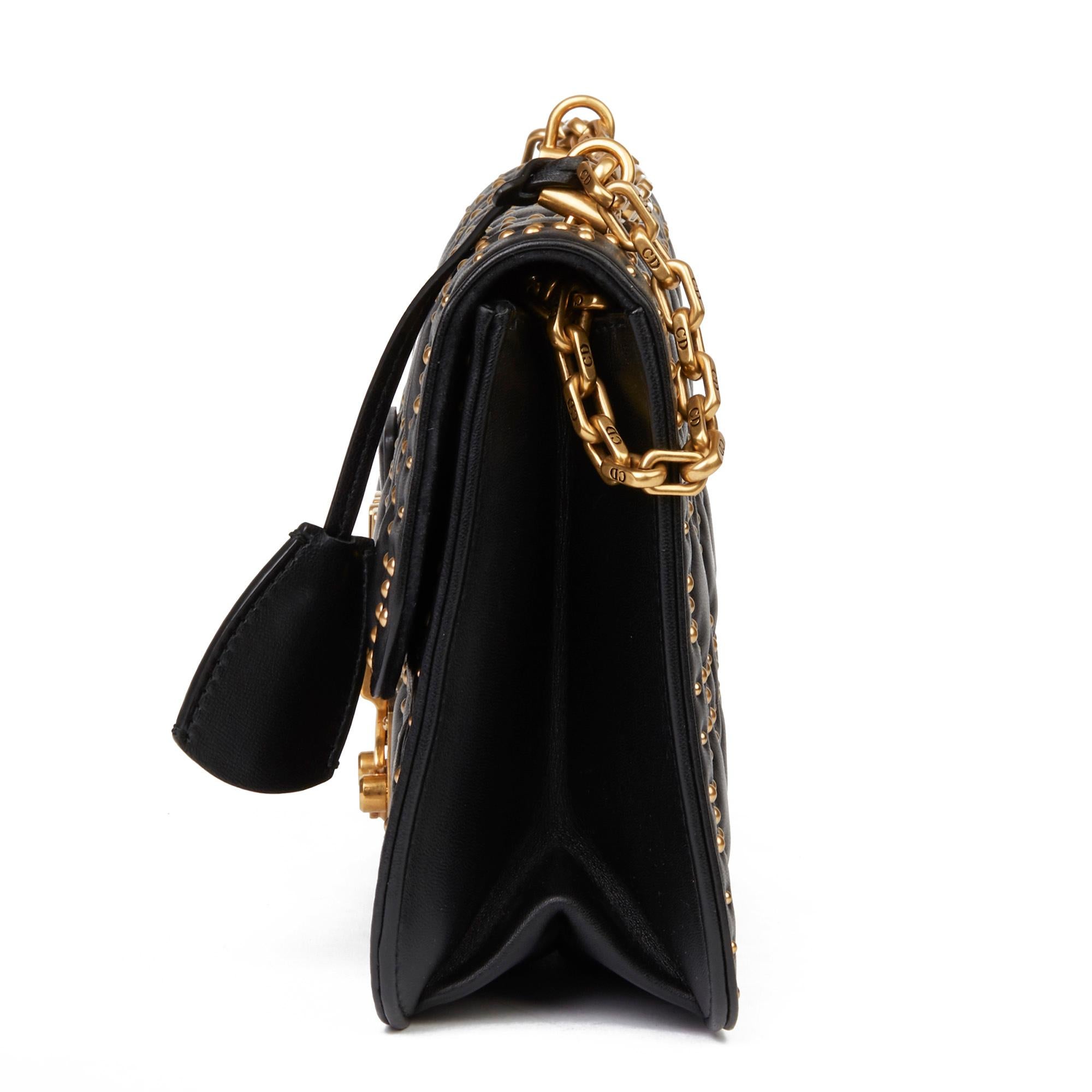 2018 Christian Dior Black Studded Lambskin Dioraddict Flap Bag In Excellent Condition In Bishop's Stortford, Hertfordshire